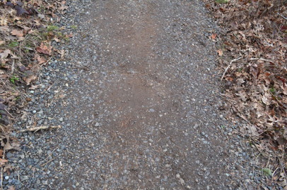 Mather Road trail surface with loose gravel
